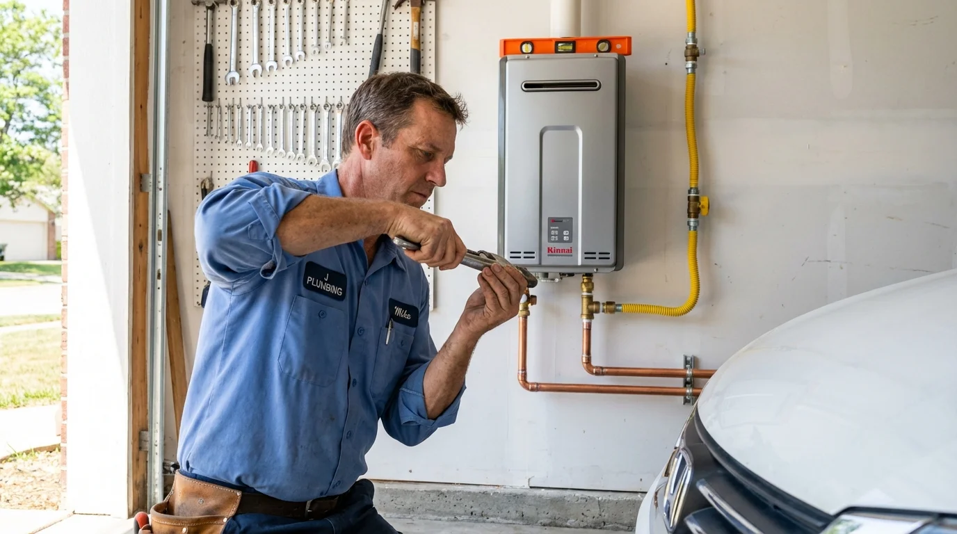 Tankless water heater installation by a Johns Plumbing LLC plumber in Jamestown